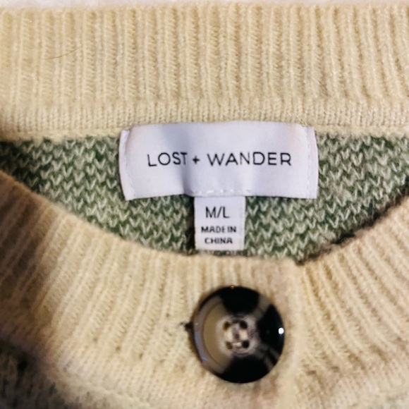 Lost + Wander Green and Cream Plaid Cardigan - Picture 2 of 2